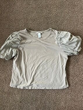 H&M Beige Puff Balloon Sleeve Top Size L